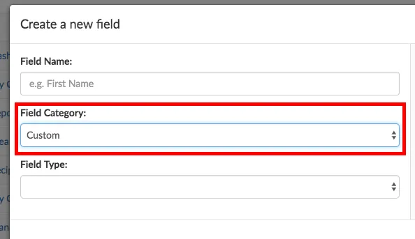 choosing a category for new field